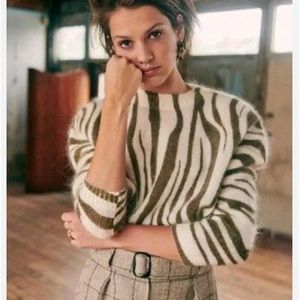Sezane Indiana jumper / sweater in ecru and khaki size Small